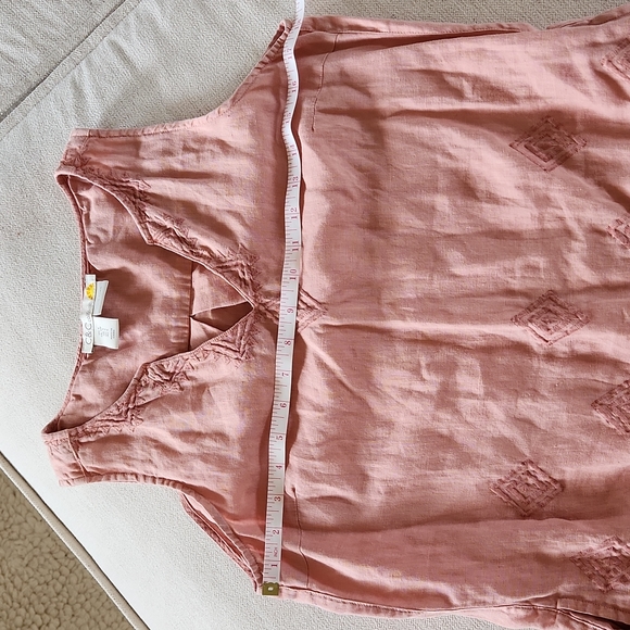 C&C Embroidered Peach Pink Linen Dress Size Small - Picture 3 of 7